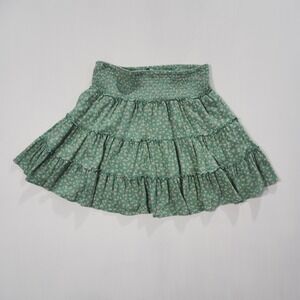 American Eagle Outfitters Skirt Womens Small Green Floral Tiered Ruffle Smocked